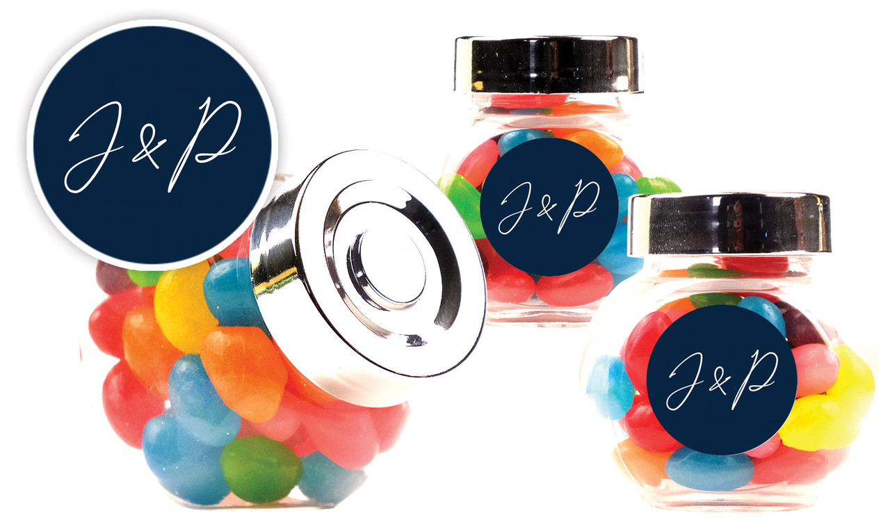 Large Names Wedding Personalised Mini Candy Jar With Multicoloured Jelly Beans