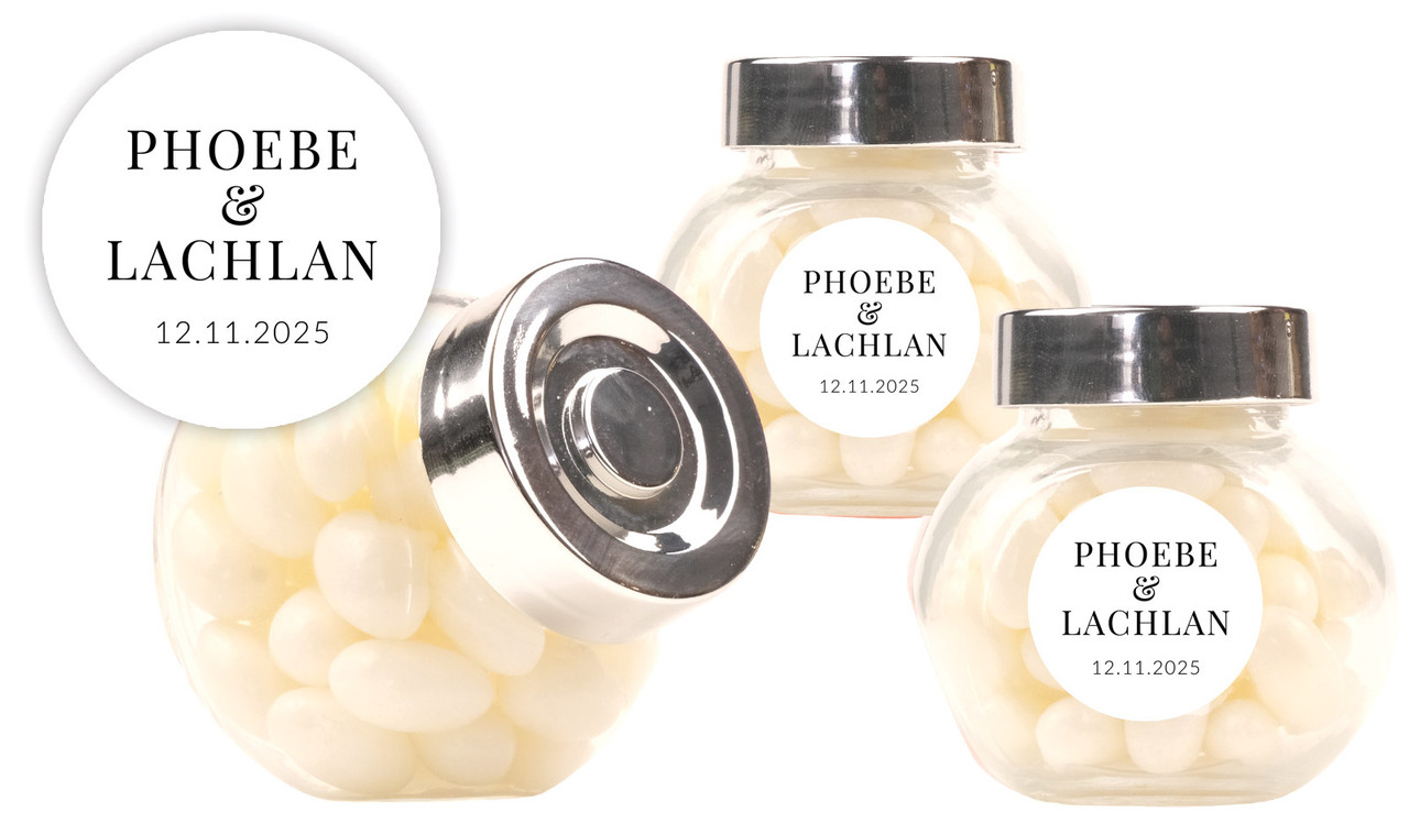 Simple Wedding Personalised Mini Candy Jar