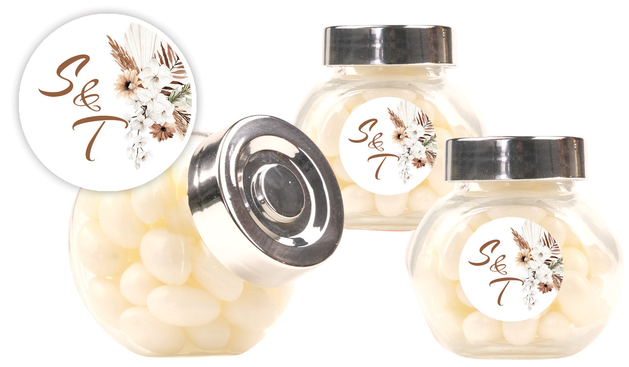 Winsome Floral Wedding Personalised Mini Candy Jar
