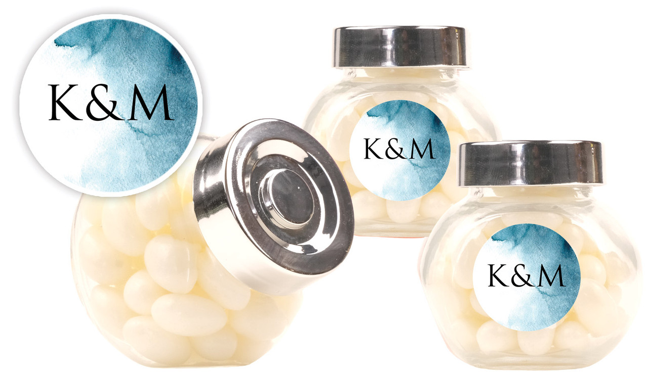 Blue Shade Wedding Personalised Mini Candy Jar