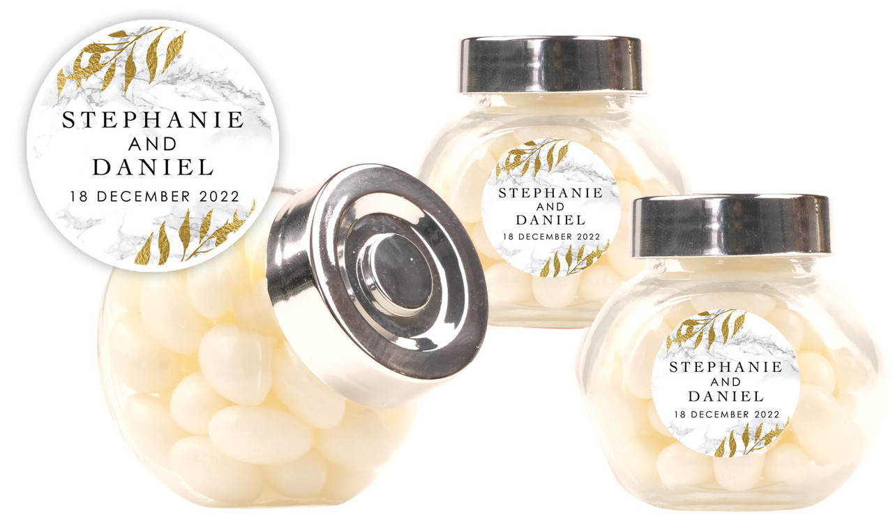 Marble & Fern Wedding Personalised Mini Candy Jar