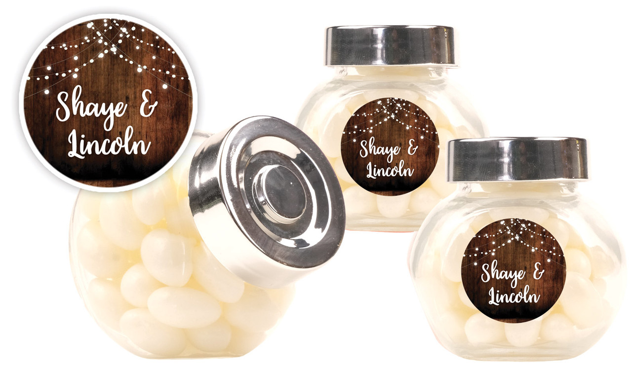 Wood Bunting Wedding Personalised Mini Candy Jar