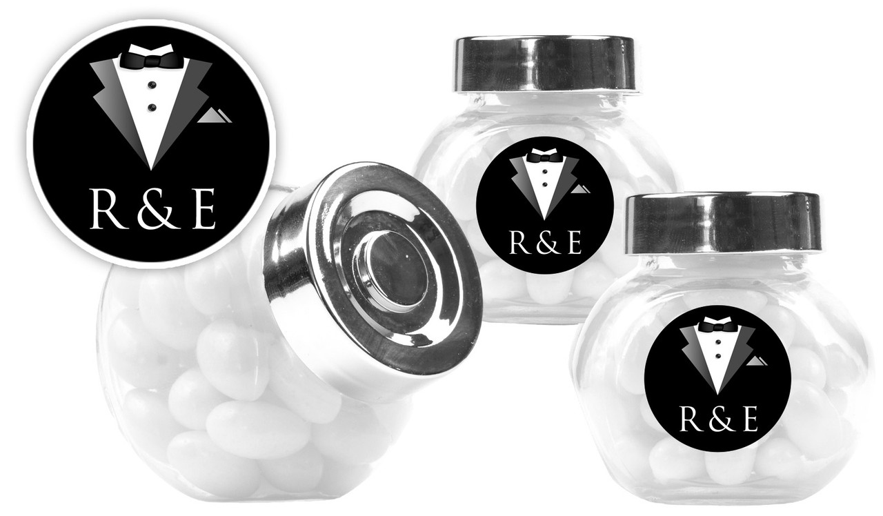 Bride & Groom Suit Wedding Personalised Mini Candy Jar
