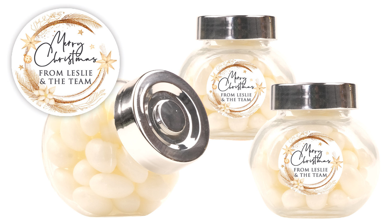 Natural Gold Christmas Personalised Mini Candy Jar