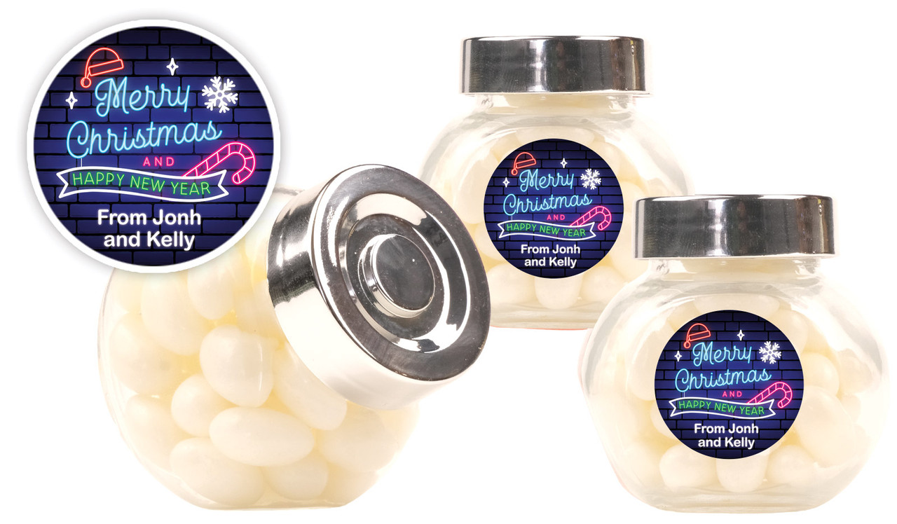 Neon Christmas Personalised Mini Candy Jar