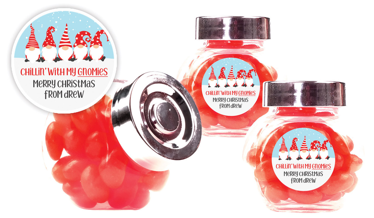 Gnomies Christmas Personalised Mini Candy Jar