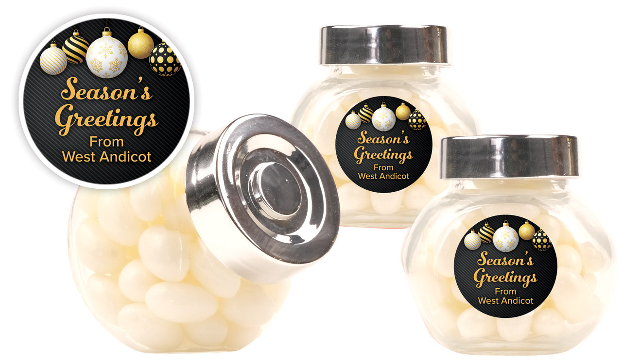 Luxury Black Christmas Personalised Mini Candy Jar