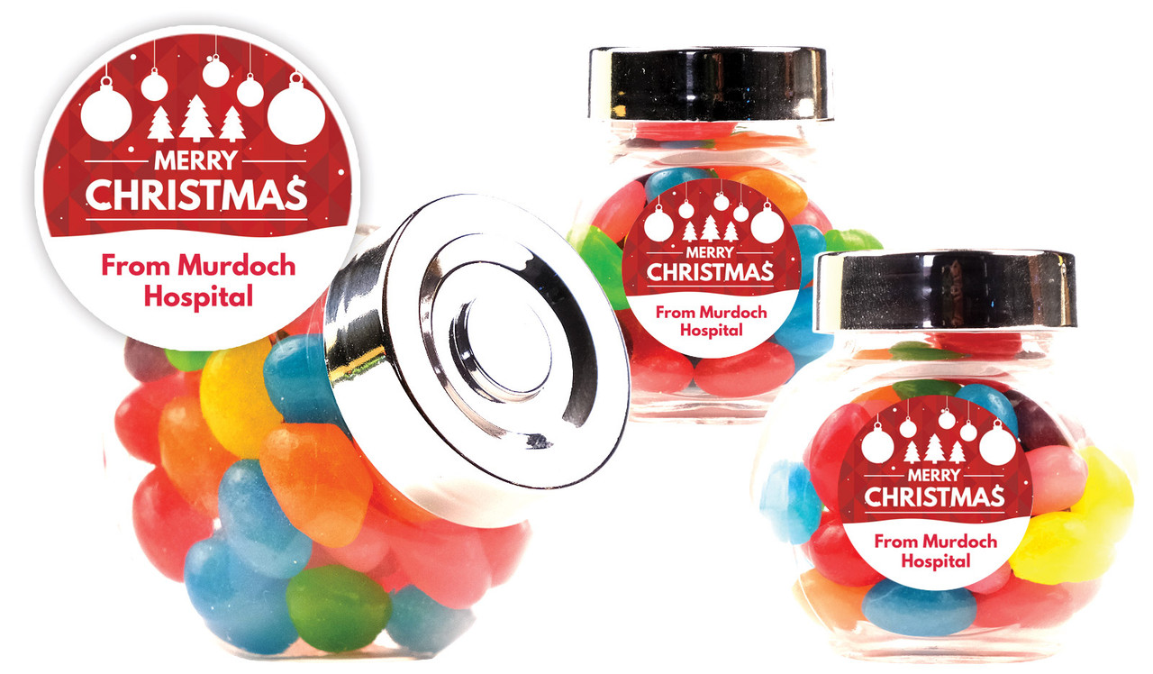 Corporate Christmas Christmas Personalised Mini Candy Jar With Multicoloured Jelly Beans