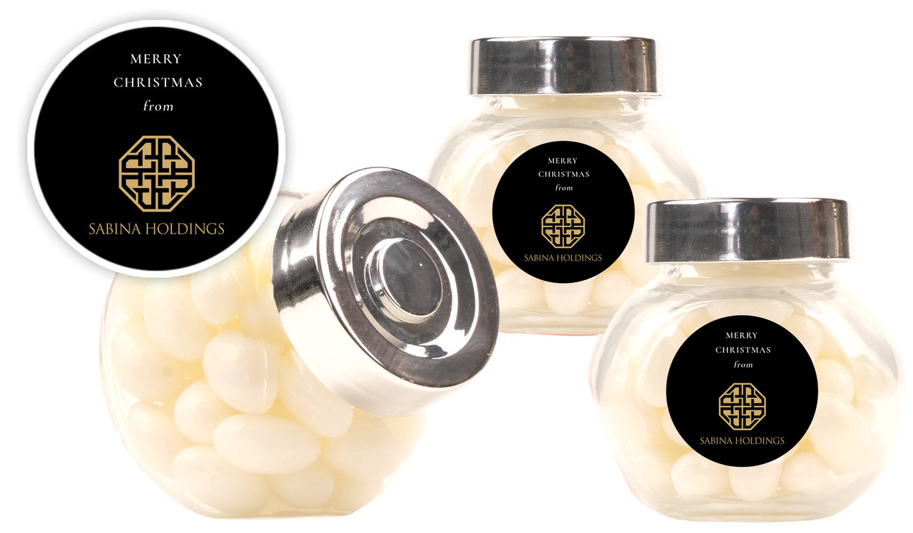 Black Corporate Christmas Personalised Mini Candy Jar
