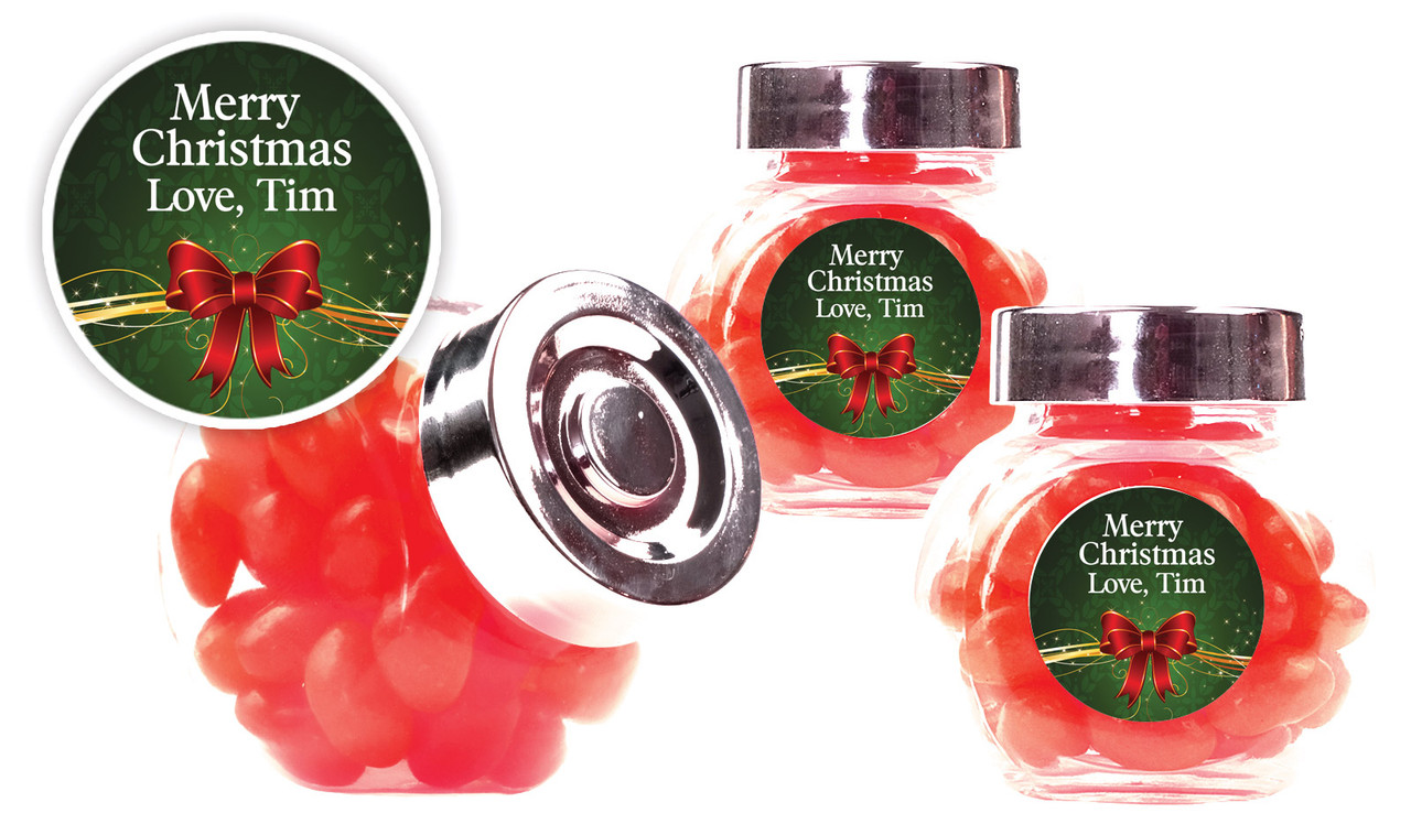 Christmas Bow Christmas Personalised Mini Candy Jar