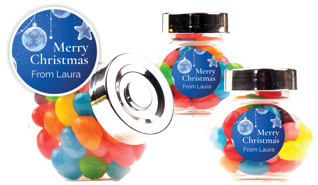 Crystal Baubles Christmas Personalised Mini Candy Jar With Multicoloured Jelly Beans