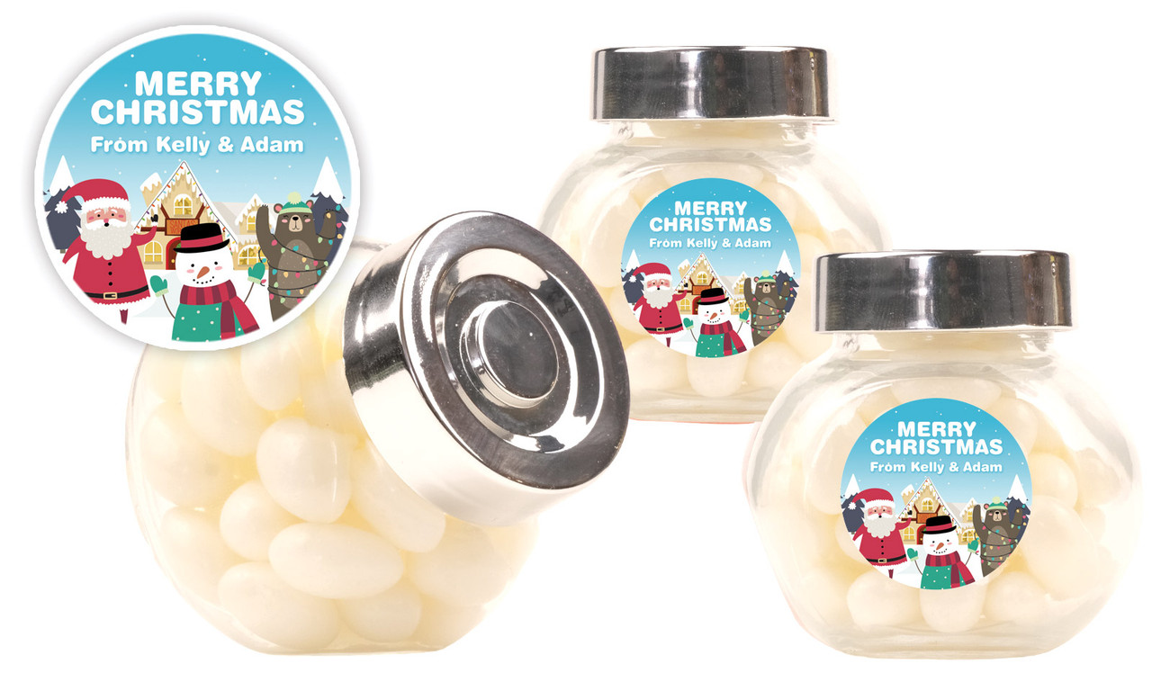 At The North Pole Christmas Personalised Mini Candy Jar