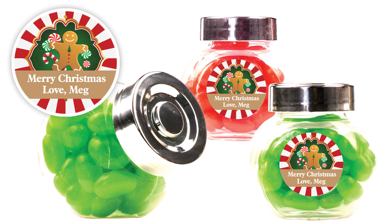 Gingerbread Man Christmas Personalised Mini Candy Jar
