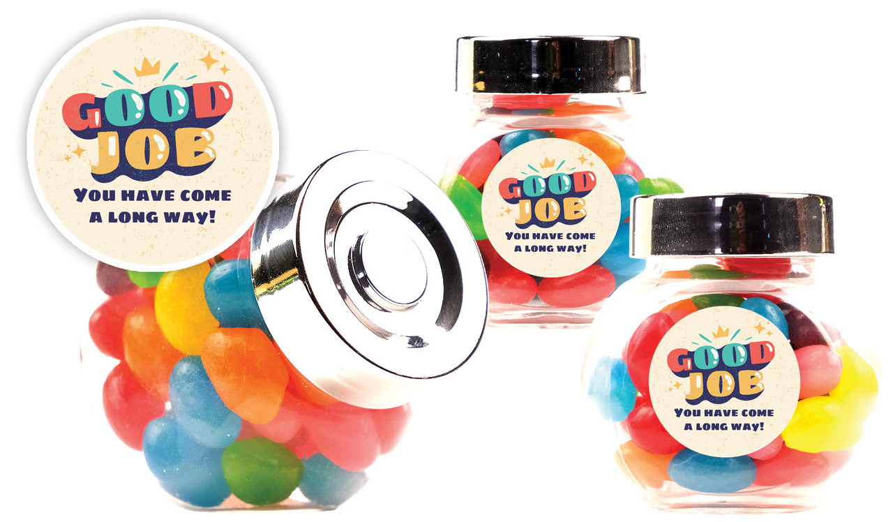Old School Congratulations Personalised Mini Candy Jar With Multicoloured Jelly Beans