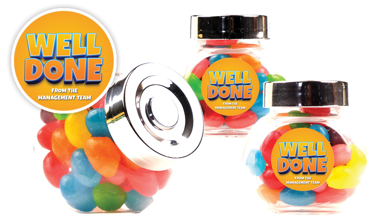 Big Orange Congratulations Personalised Mini Candy Jar With Multicoloured Jelly Beans