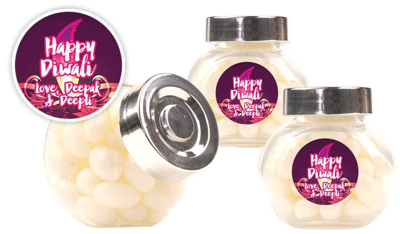 Abstract Flame Diwali Personalised Mini Candy Jar
