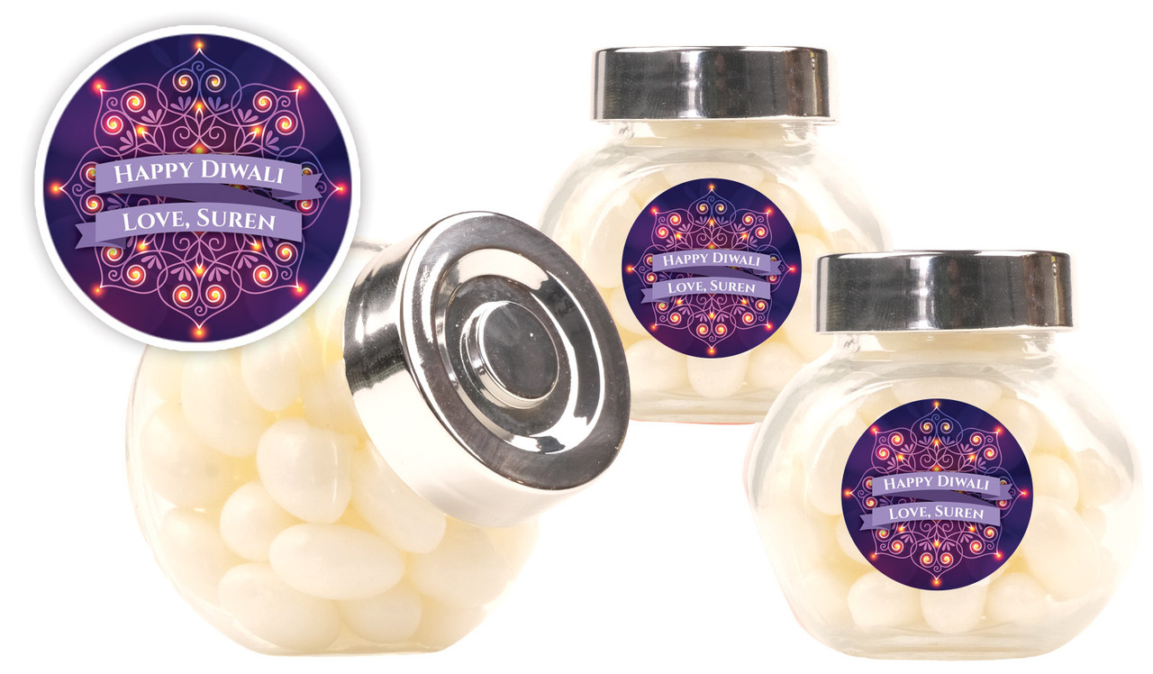 Lantern Mandala Diwali Personalised Mini Candy Jar