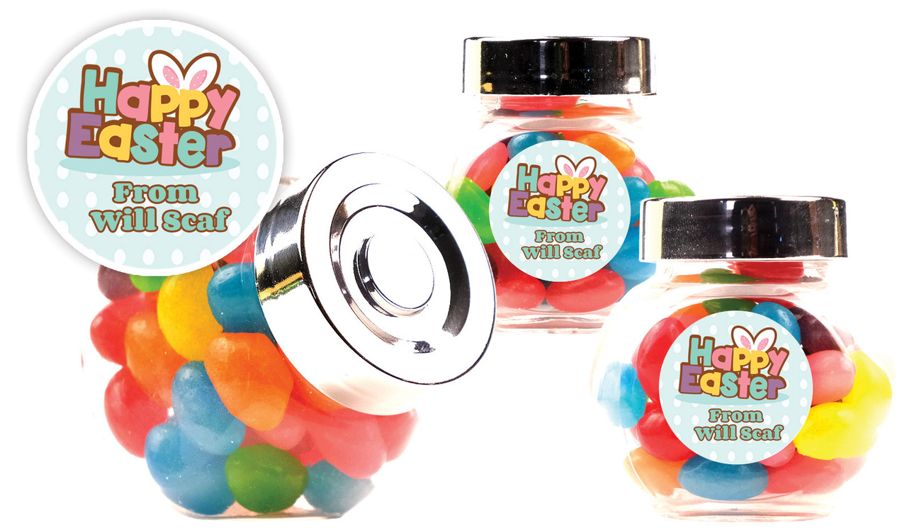 Happy Easter Easter Custom Mini Candy Jar With Multicoloured Jelly Beans