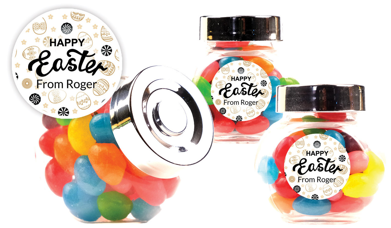 Sophisticated Easter Custom Mini Candy Jar With Multicoloured Jelly Beans