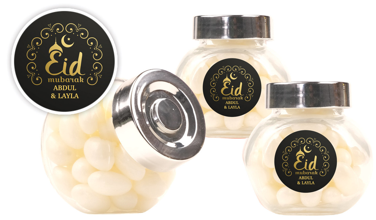 Gold Pattern Eid Personalised Mini Candy Jar