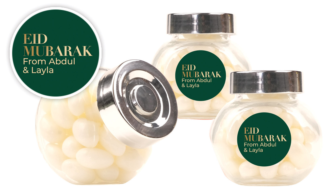 Simple Green Eid Personalised Mini Candy Jar