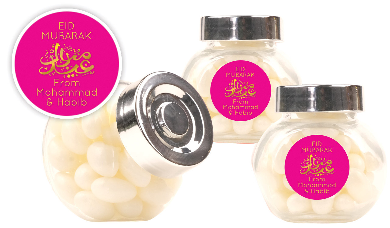 Symbol On Pink Eid Personalised Mini Candy Jar