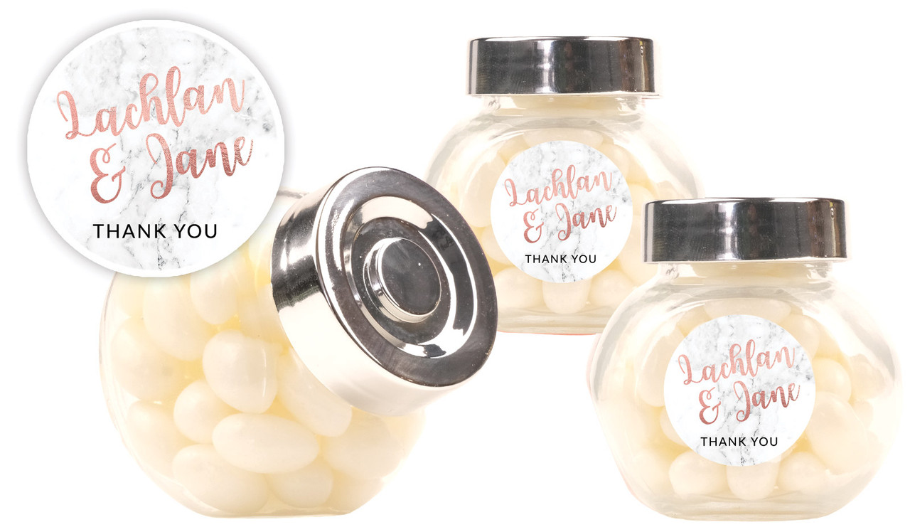 Marble & Rose Gold Engagement Personalised Mini Candy Jar