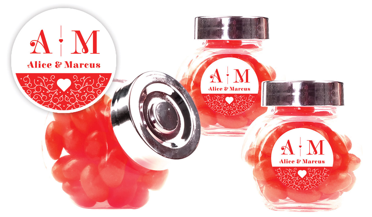 Ornamental Monogram Engagement Personalised Mini Candy Jar