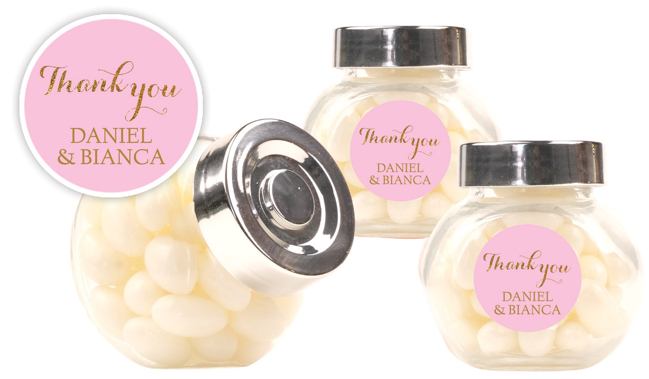 Golden Thank You Engagement Personalised Mini Candy Jar
