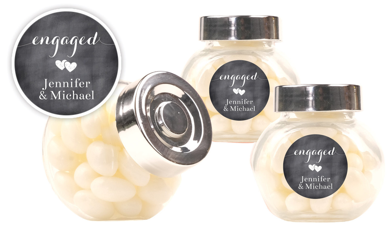 Flowing Words Chalkboard Engagement Personalised Mini Candy Jar