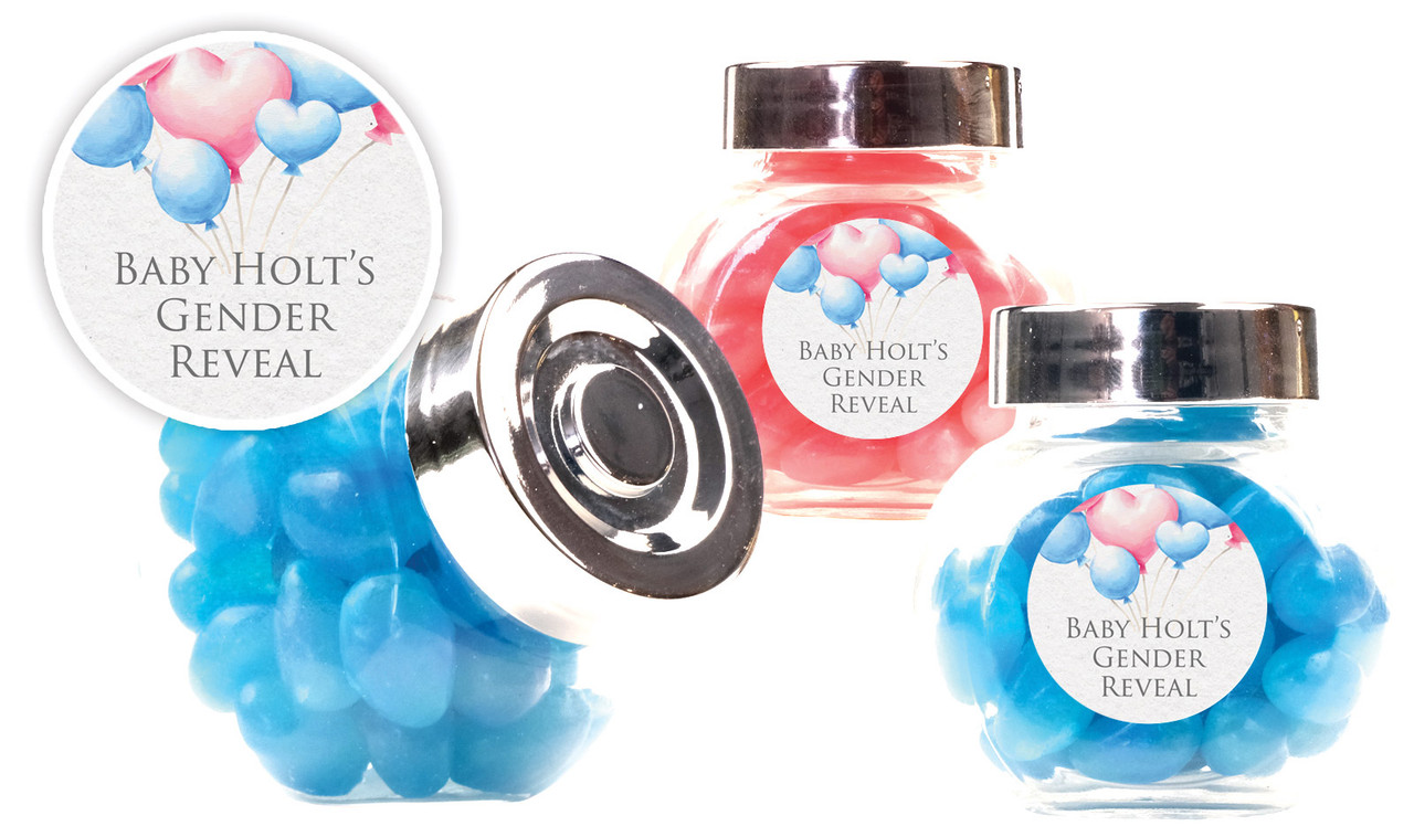 Balloons Gender Reveal Personalised Mini Candy Jar