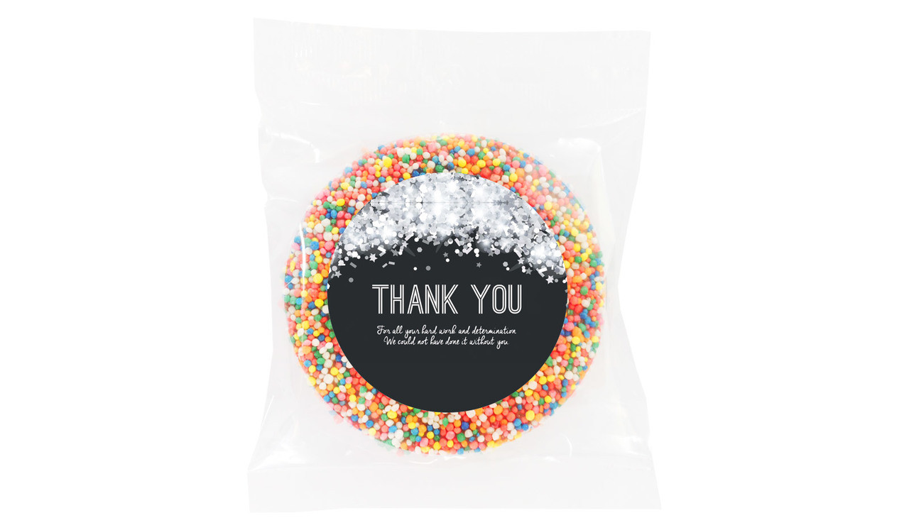 Confetti In Silver Personalised Thank You Chocolate Freckle