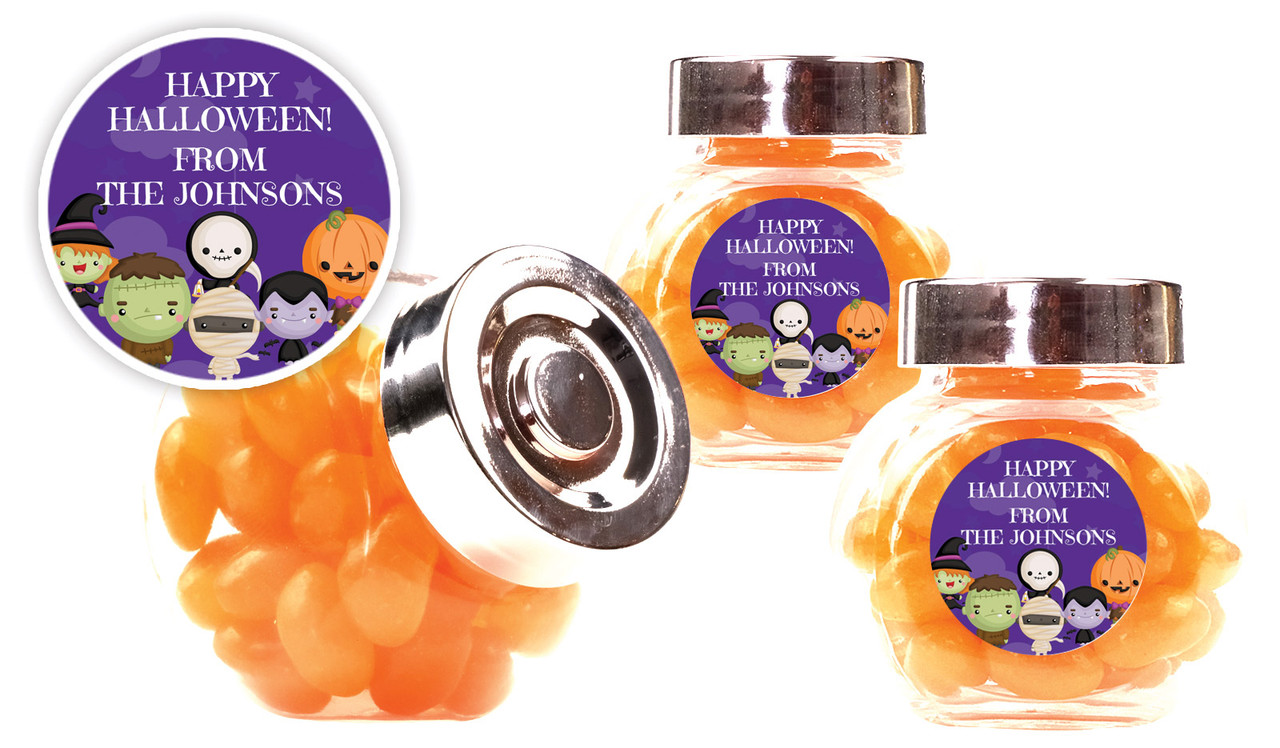 Cute Creatures Halloween Personalised Mini Candy Jar