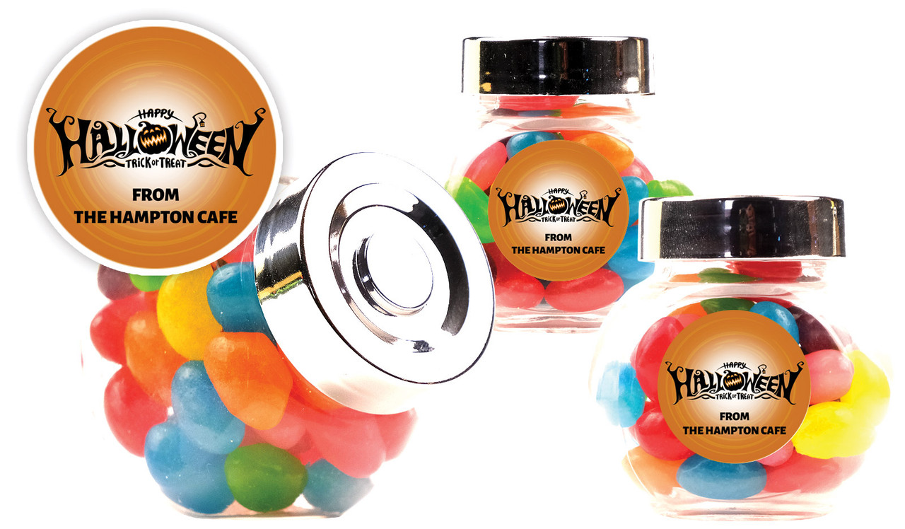 Halloween Script Halloween Personalised Mini Candy Jar With Multicoloured Jelly Beans