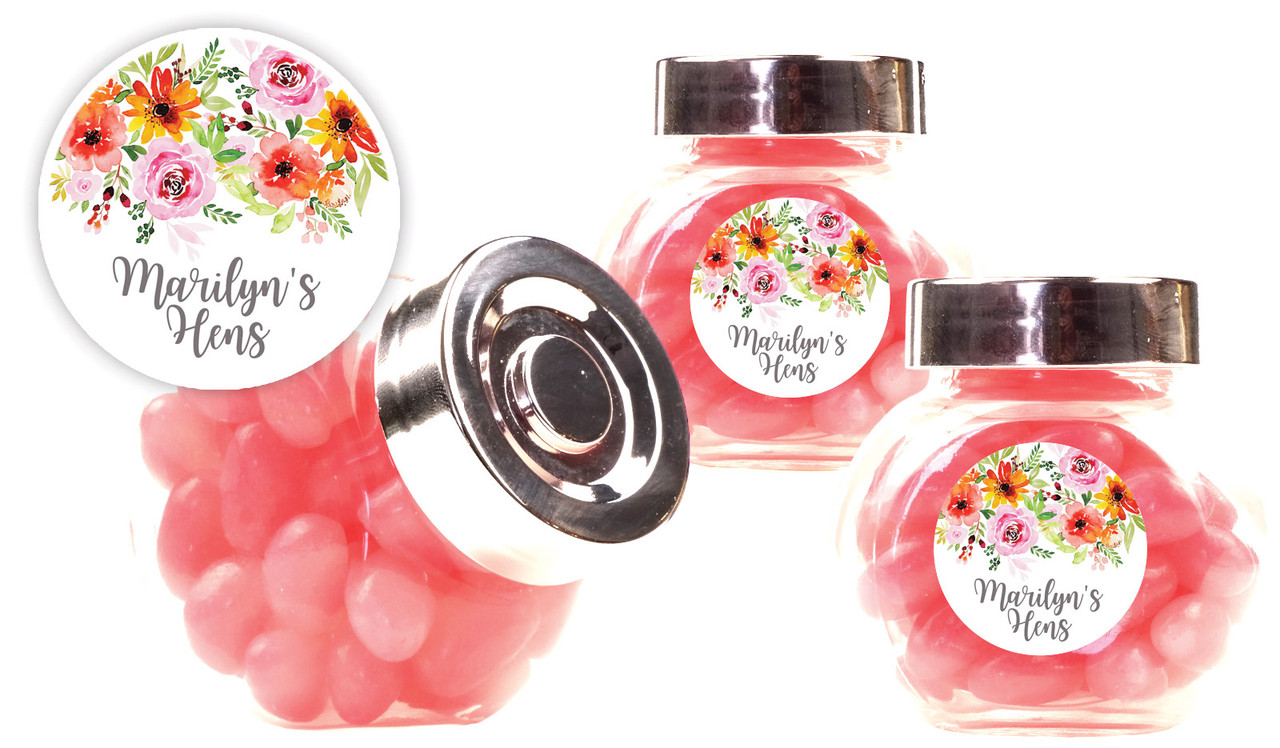 Beautiful Florals Hens Night Personalised Mini Candy Jar