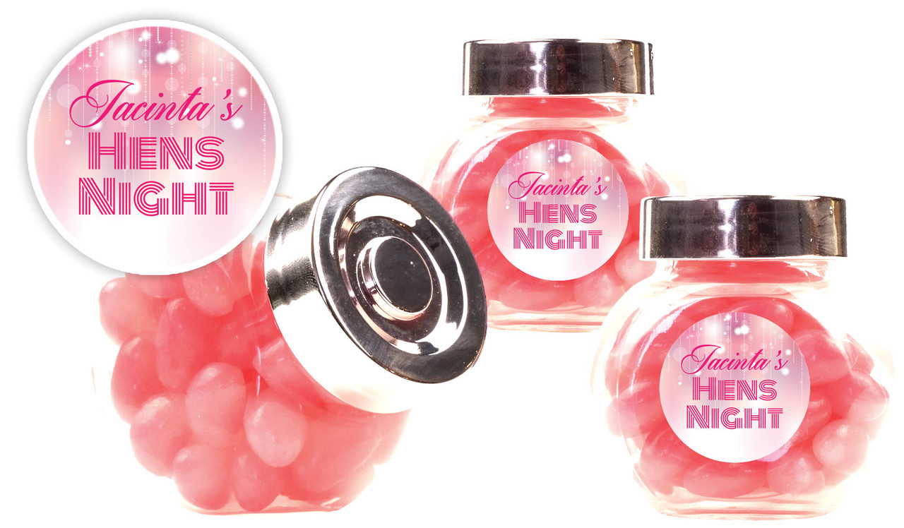 Pink Glam Hens Night Personalised Mini Candy Jar