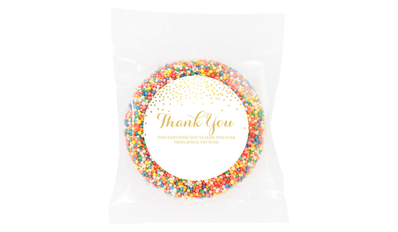 Gold Confetti Personalised Thank You Chocolate Freckle