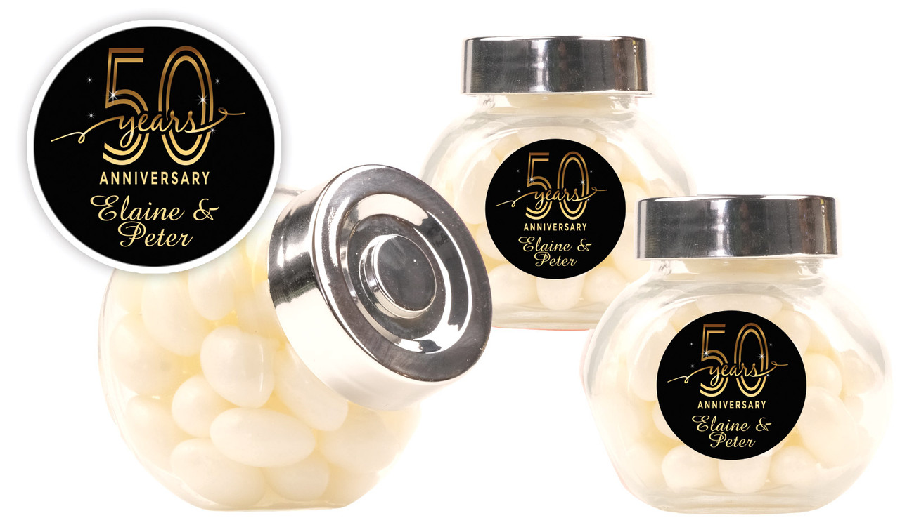 Big Number Gold Anniversary Personalised Mini Candy Jar