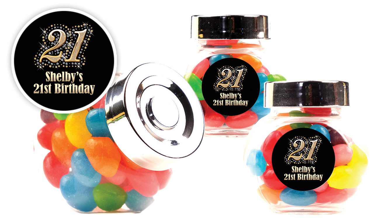 Golden Number Personalised Mini Candy Jar With Multicoloured Jelly Beans