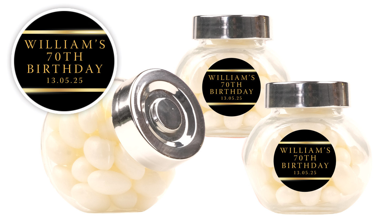 Gold On Black Personalised Mini Candy Jar