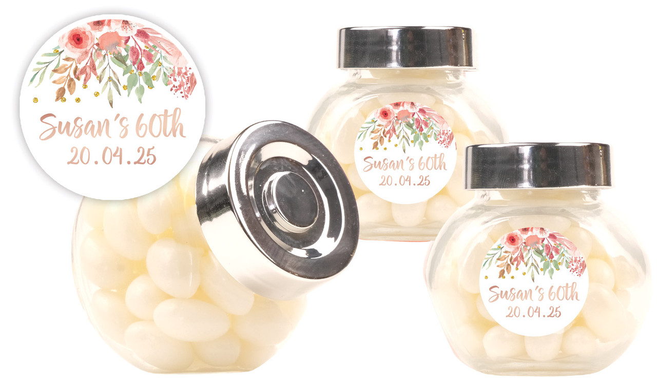 Peach Floral Personalised Mini Candy Jar