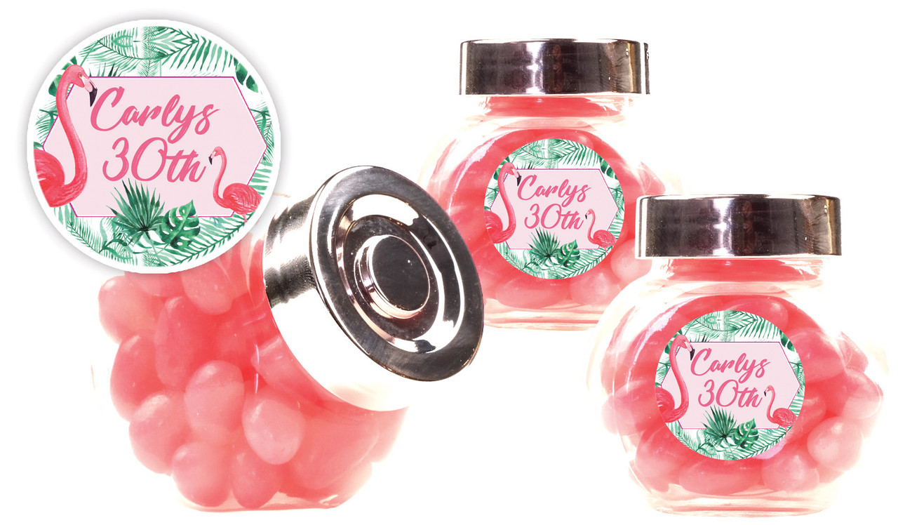 Flamingo Jungle Personalised Mini Candy Jar