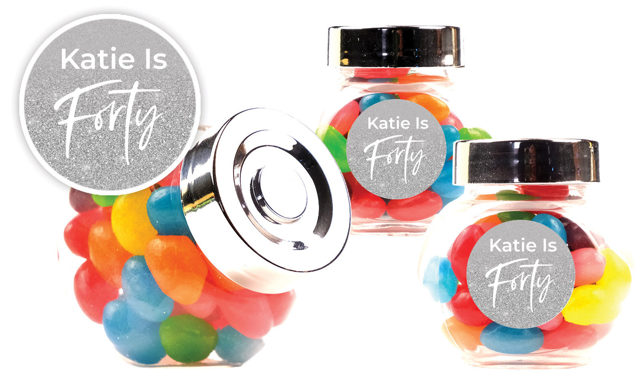 40th Birthday Personalised Mini Candy Jar With Multicoloured Jelly Beans