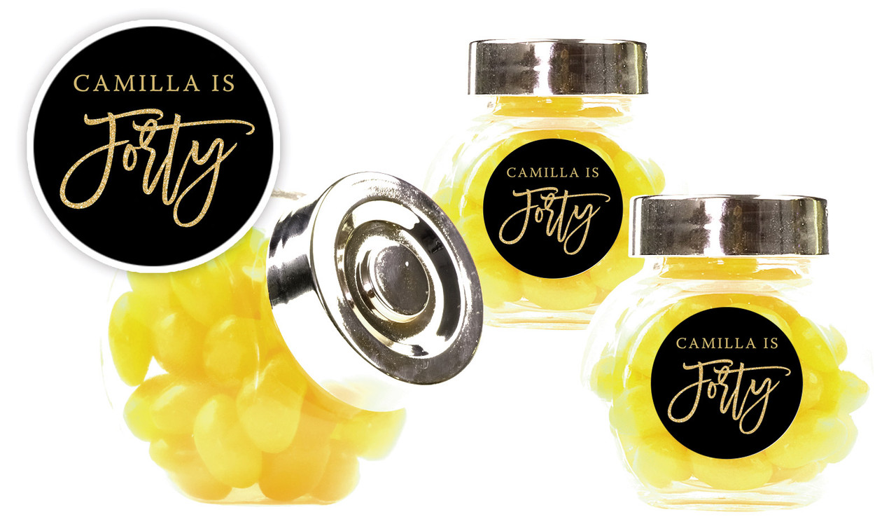 40th Black Personalised Mini Candy Jar