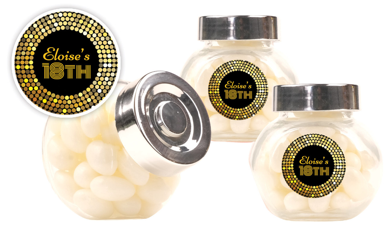 Disco Gold Personalised Mini Candy Jar