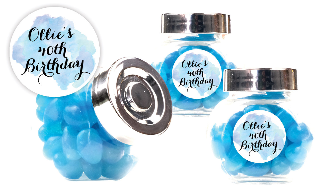A Splash Of Water Colour Blue Personalised Mini Candy Jar