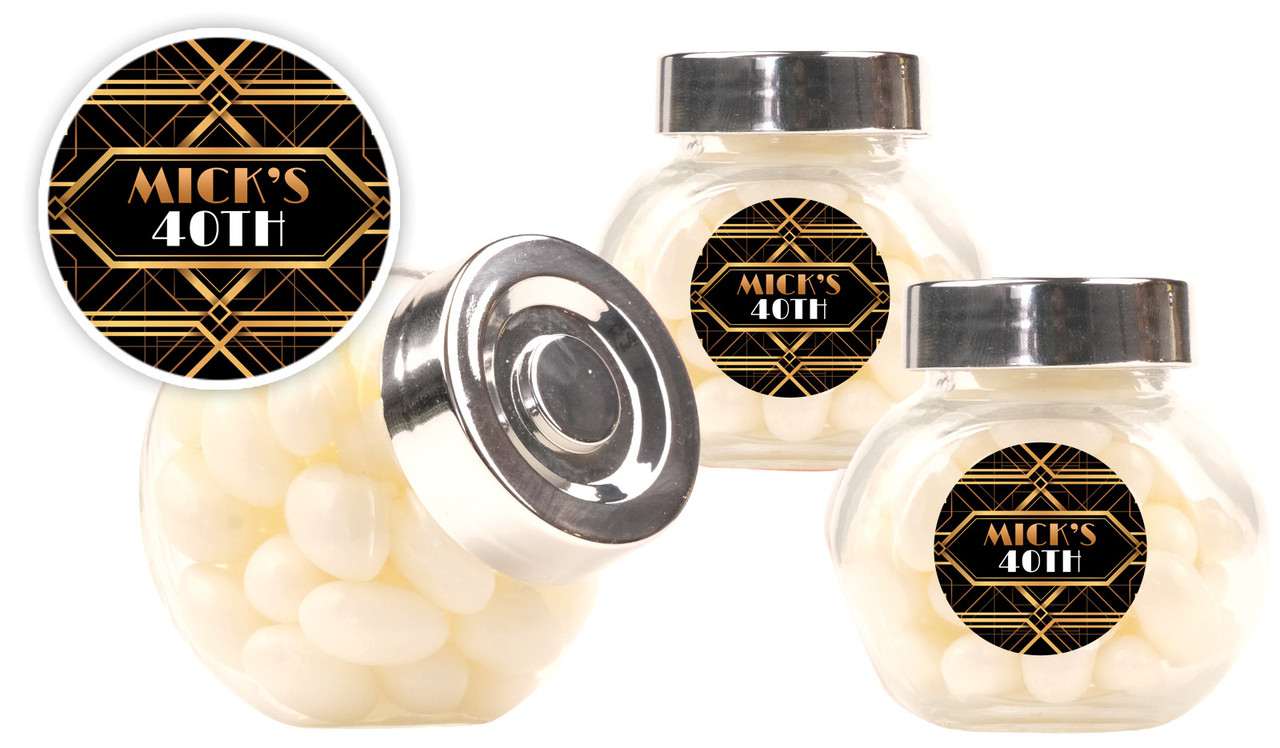 Art Deco Gold Personalised Mini Candy Jar