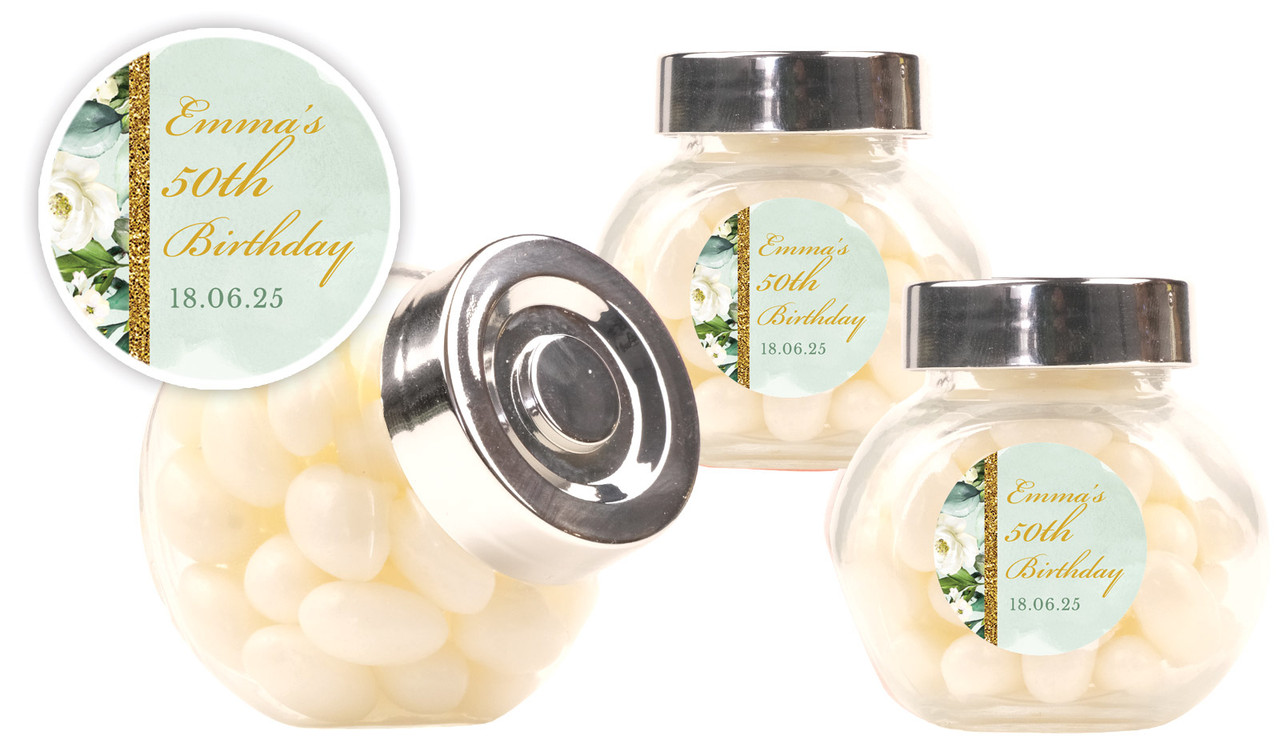 Elegant Greenery Personalised Mini Candy Jar