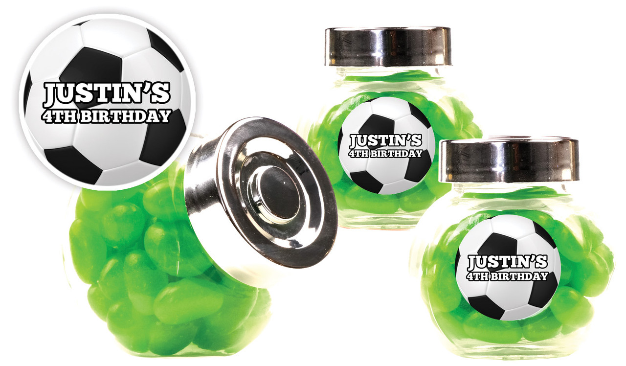 Soccer Kids Party Personalised Mini Candy Jar