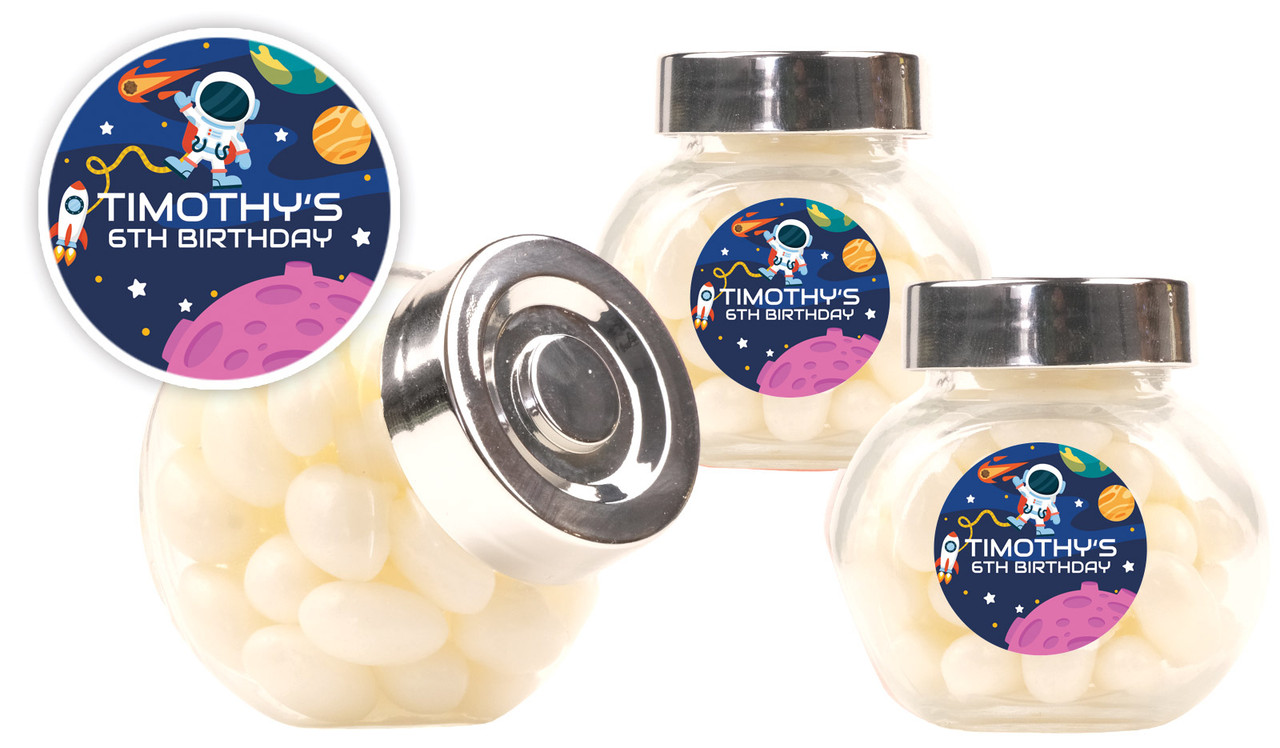 Astronaut Kids Party Personalised Mini Candy Jar
